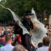 La foule est là pour aprécier le spectacle de rue